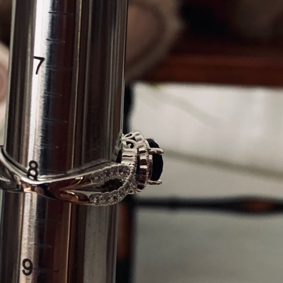 Two Silver Tone Fashion Rings with Blue and Clear Stone - Rectangle and Round - Picture 16 of 16